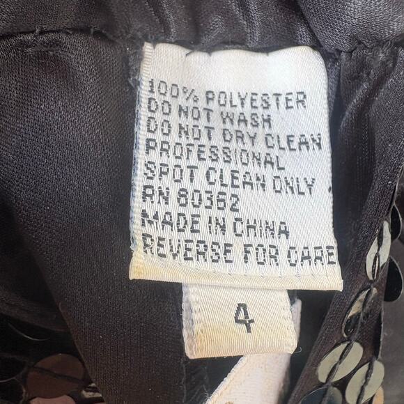 VTG Cache Little Black Dress Sz 4 Sequins Mini Bodycon Halter 90s Y2K Clubwear - Picture 9 of 12